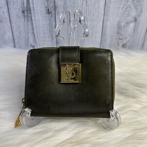 YSL compact wallet in dark green
